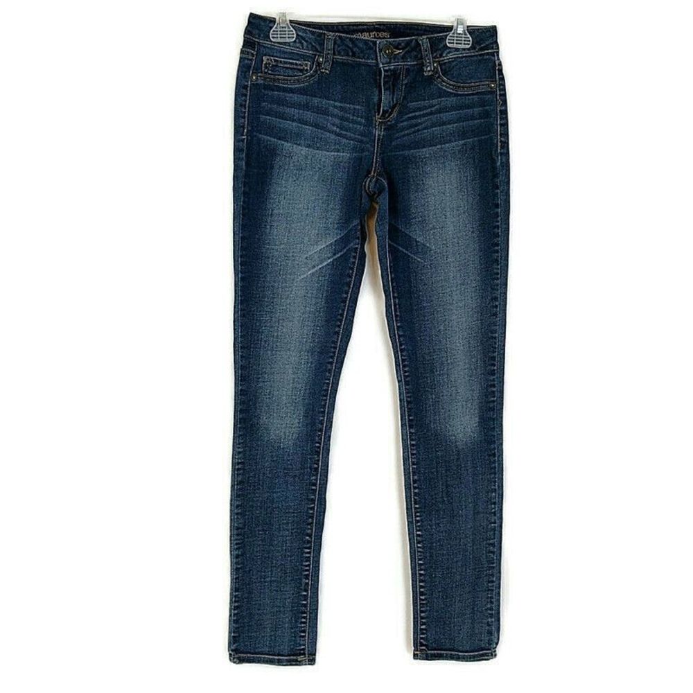 Maurices Womens sz M Jeans Blue Denim Dark Wash‎ Faded Skinny Zip Closure